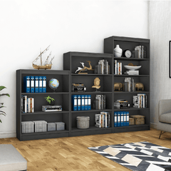 Alpha Home Office Bookshelves, Set of 3, Slate Grey *Installation Included* - A10 SHOP
